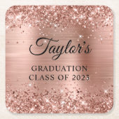 きらびやかなバラゴールドフォイル卒業 スクエアペーパーコースター (正面)