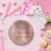 きらびやかなバラゴールドフォイル季節のごあいさつ ペーパープレート (パーティー)