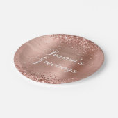 きらびやかなバラゴールドフォイル季節のごあいさつ ペーパープレート (アングル)