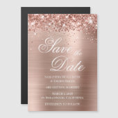 きらびやかなバラゴールドフォイル日付を保存 マグネット招待状 (正面/裏面)