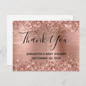 きらびやかなバラゴールドフォイル赤ちゃんシャワーありがとう ポストカード (正面/裏面)