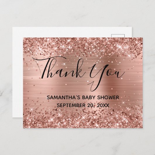 きらびやかなバラゴールドフォイル赤ちゃんシャワーありがとう ポストカード (正面/裏面)
