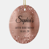 きらびやかなバラゴールドフォイル18誕生日写真 セラミックオーナメント (右)