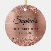 きらびやかなバラゴールドフォイル18誕生日写真 セラミックオーナメント (正面)