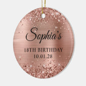 きらびやかなバラゴールドフォイル18誕生日写真 セラミックオーナメント (左)