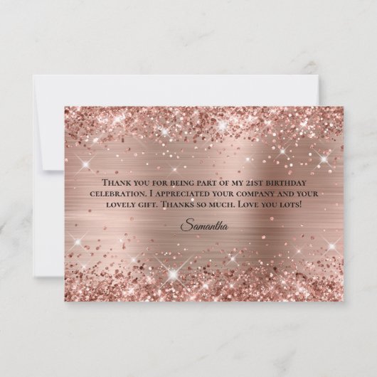きらびやかなバラゴールドフォイル21歳の誕生日 サンキューカード (裏面)