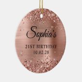 きらびやかなバラゴールドフォイル21stバースデーフォト セラミックオーナメント (右)