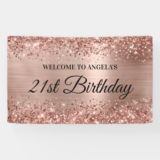 きらびやかなバラゴールドフォイル21th誕生日へようこそ 横断幕 (横)