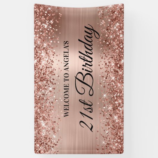 きらびやかなバラゴールドフォイル21th誕生日へようこそ 横断幕 (縦)
