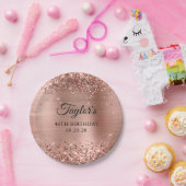 きらびやかなバラゴールドフォイル40th誕生日 ペーパープレート (パーティー)