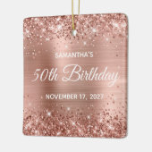 きらびやかなバラゴールドフォイル50誕生日 セラミックオーナメント (左)