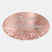 きらびやかなバラゴールドフォイル50誕生日 楕円形シール (正面)