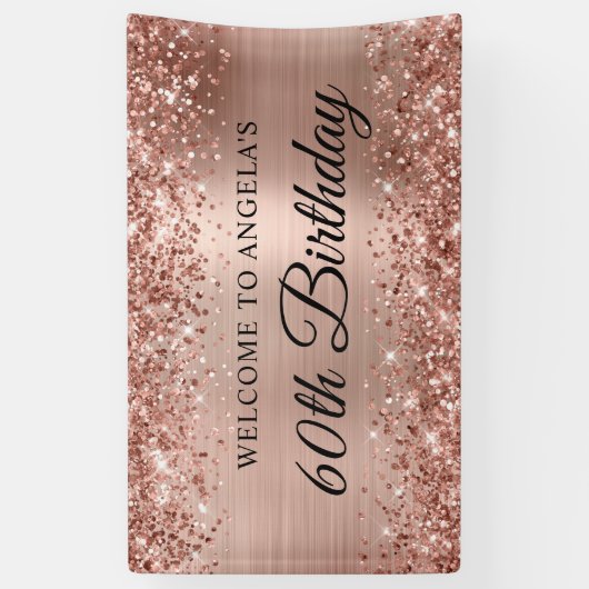 きらびやかなバラゴールドフォイル60th誕生日へようこそ 横断幕 (縦)