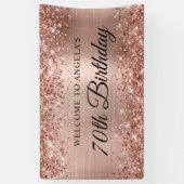 きらびやかなバラゴールドフォイル70th誕生日へようこそ 横断幕 (縦)