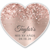 きらびやかなバラゴールドフォイルMis XVアニオスハートシェイプ シール (正面)