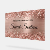 きらびやかなバラゴールドフォイルSweet sixteenへようこそ アクリルサイン (傾斜)