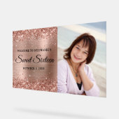 きらびやかなバラゴールドフォイルSweet sixteenへようこそ アクリルサイン (傾斜)