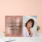 きらびやかなバラゴールドフォイルSweet sixteenへようこそ アクリルサイン (ウェディング)