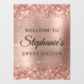 きらびやかなバラゴールドフォイルSweet sixteenへようこそ ウィンドウサイン (シート)