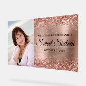 きらびやかなバラゴールドフォイルSweet sixteenウェルカムビッグ アクリルサイン (傾斜)