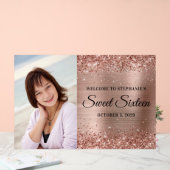 きらびやかなバラゴールドフォイルSweet sixteenウェルカムビッグ アクリルサイン (ウェディング)