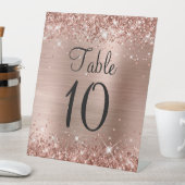 きらびやかなバラゴールド結婚フォイルのテーブル番号記号 台座サイン (インサイチュ)