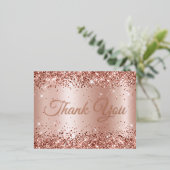 きらびやかなバラ金ゴールドきらめく21歳の誕生日ありがとう 箔招待状ポストカード (立ち正面)