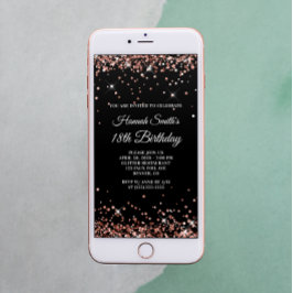 きらびやかなバラ金ゴールドとブラック18誕生日 招待状