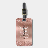 きらびやかなバラ金ゴールドカーリーモノグラム ラゲッジタグ (正面縦)
