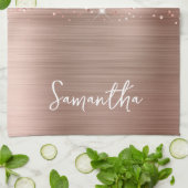 きらびやかなバラ金ゴールドガラス名 キッチンタオル (折り畳み)