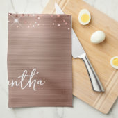 きらびやかなバラ金ゴールドガラス名 キッチンタオル (四つ折り)