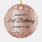 きらびやかなバラ金ゴールドグラデーションきらめく21歳の誕生日 セラミックオーナメント (正面)