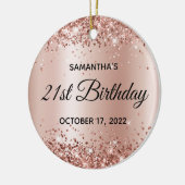 きらびやかなバラ金ゴールドグラデーションきらめく21歳の誕生日 セラミックオーナメント (左)