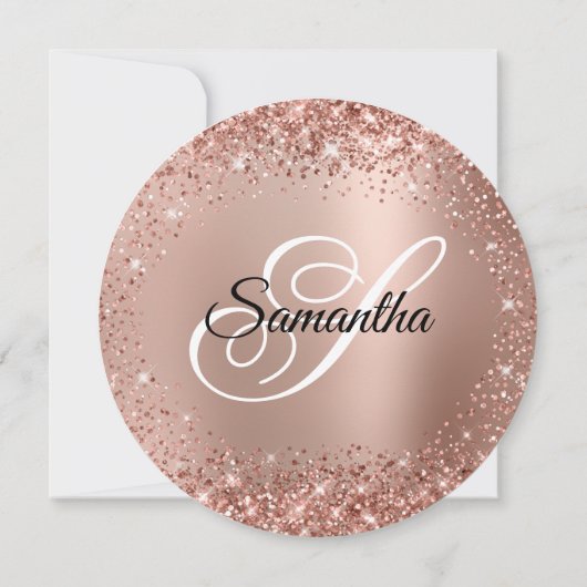 きらびやかなバラ金ゴールドグラデーションモノグラム40th誕生日 招待状 (裏面)