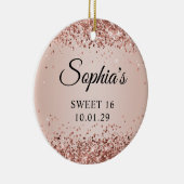 きらびやかなバラ金ゴールドグラデーション赤面Sweet 16写真 セラミックオーナメント (右)