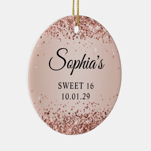 きらびやかなバラ金ゴールドグラデーション赤面Sweet 16写真 セラミックオーナメント (右)