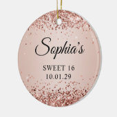 きらびやかなバラ金ゴールドグラデーション赤面Sweet 16写真 セラミックオーナメント (左)