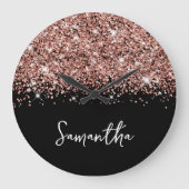 きらびやかなバラ金ゴールドグラムブラックアンドホワイトネーム ラージ壁時計 (正面)