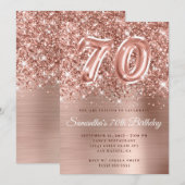 きらびやかなバラ金ゴールドグラーム第70誕生日 招待状 (正面/裏面)