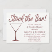 きらびやかなバラ金ゴールドストックバーカップルのシャワー 招待状 (正面)