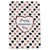 きらびやかなバラ金ゴールドハートバレンタイン ミディアムペーパーバッグ (正面)