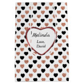 きらびやかなバラ金ゴールドハートバレンタイン ミディアムペーパーバッグ (裏面)