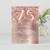 きらびやかなバラ金ゴールドバルーングラム75誕生日 招待状 (スタンド正面)