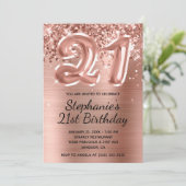 きらびやかなバラ金ゴールドバルーン21st誕生日 招待状 (スタンド正面)