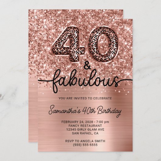 きらびやかなバラ金ゴールドヒョウ40と素晴らしい 招待状 (正面/裏面)