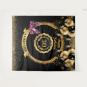 きらびやかなバラ金ゴールドヒール50誕生日背景 タペストリー (正面(横))