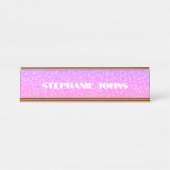 きらびやかなバラ金ゴールドピンクモノグラム名前をカスタムするギフト デスクネームプレート (正面)