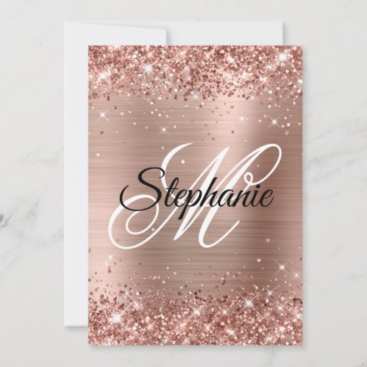 きらびやかなバラ金ゴールドファンシーモノグラム40th誕生日 招待状 (裏面)