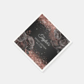 きらびやかなバラ金ゴールドブラックフローラグラムSweet sixteen スタンダードカクテルナプキン (角)