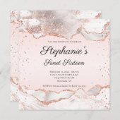 きらびやかなバラ金ゴールドホワイトアゲート赤面Sweet sixteen 招待状 (正面/裏面)